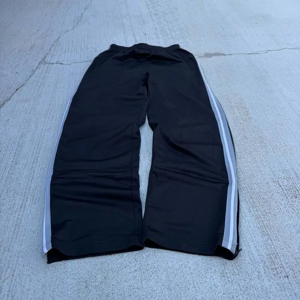 LA Athletic Club Black Track Pants with Side Stripe and Zipper Cuffs